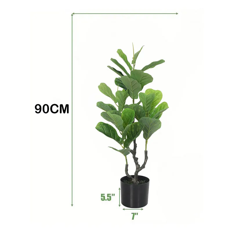 Fica Artificial Fiddle Fig With Black Plastic Pot - 3 Feet media 6