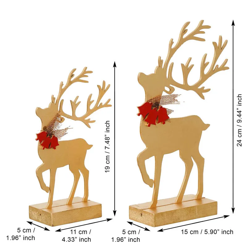 Dancer & Prancer Wood Christmas Showpiece - Set Of Two media 6