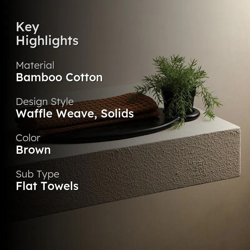 Beehive Bamboo Textured Waffle Hand Towel (Brown) - Set Of Two media 2