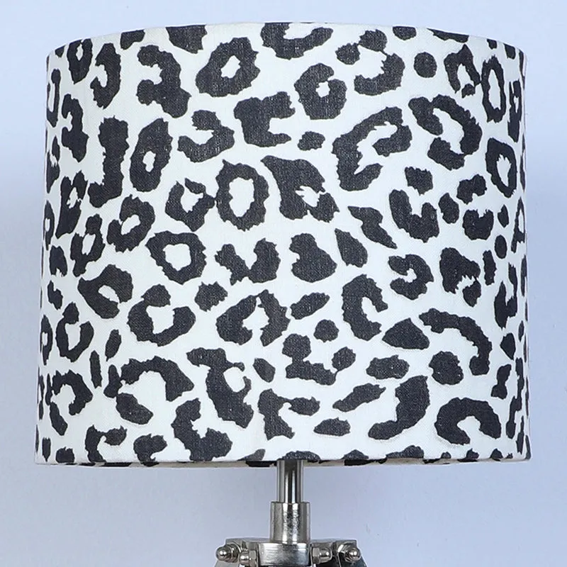 Leopard Hide Fold Printed Tripod Mango Wood Table Lamp - Black,White media 4