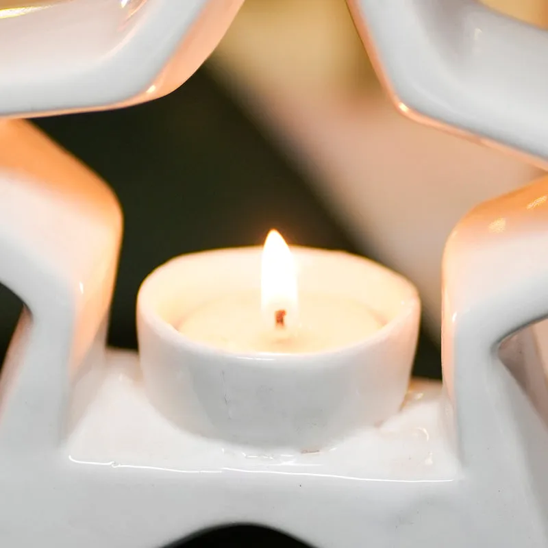 Wish Upon A Star Festive Ceramic Tea Light Holder media 3