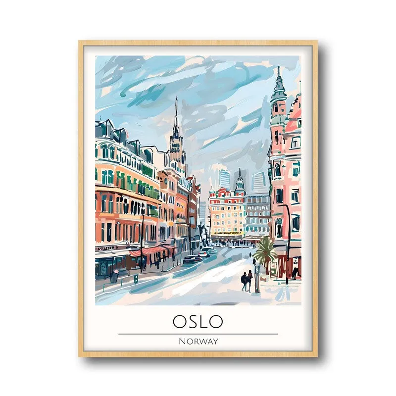 Vintage Oslo Framed Canvas Archival Canvas Wall Painting - Natural Brown Frame media 5