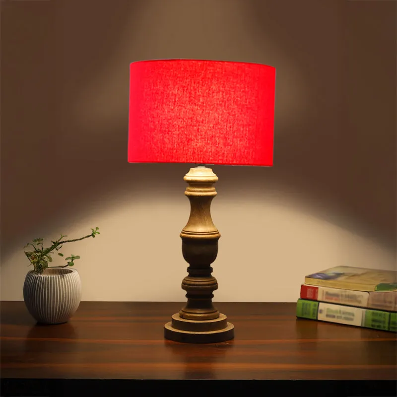 Cotin Carve Wooden Table Lamp - Red media 1