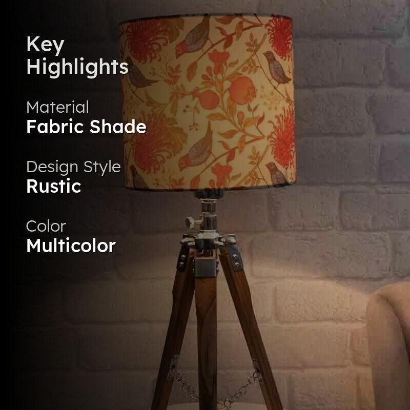 Amber Tripod Fabric Table Lamp - Multicolor media 2