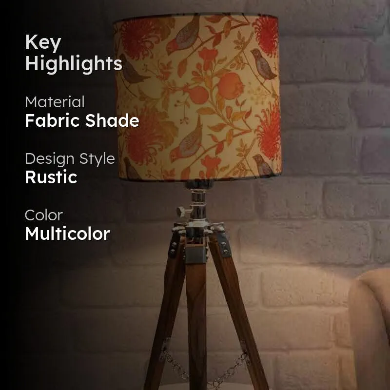 Amber Tripod Fabric Table Lamp - Multicolor media 2