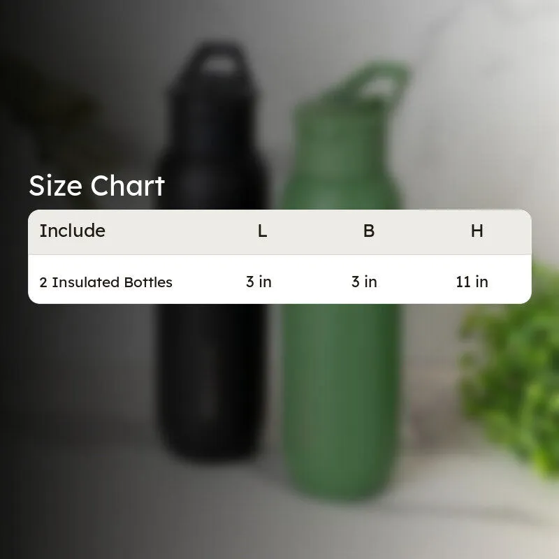 Sleek Sip Hot & Cold Thermos Water Bottle (Black & Green, 630 mL Each) - Set Of Two media 5