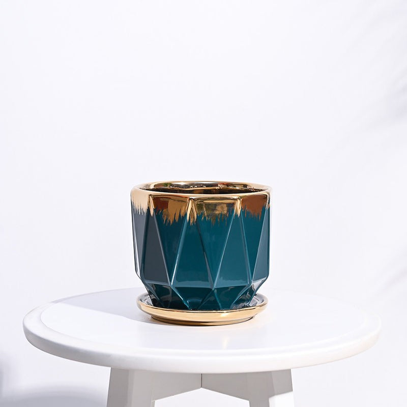 Ugaoo Geometri Ceramic Planter - Blue media 5