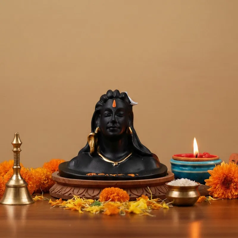 Lord Adiyogi Divine Ebony Wood Idol media 4