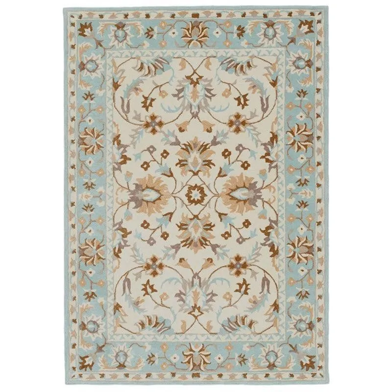 Sekhmet Hand Tufted Ethnic Wool & Nylon Carpet - Mint Green media 1
