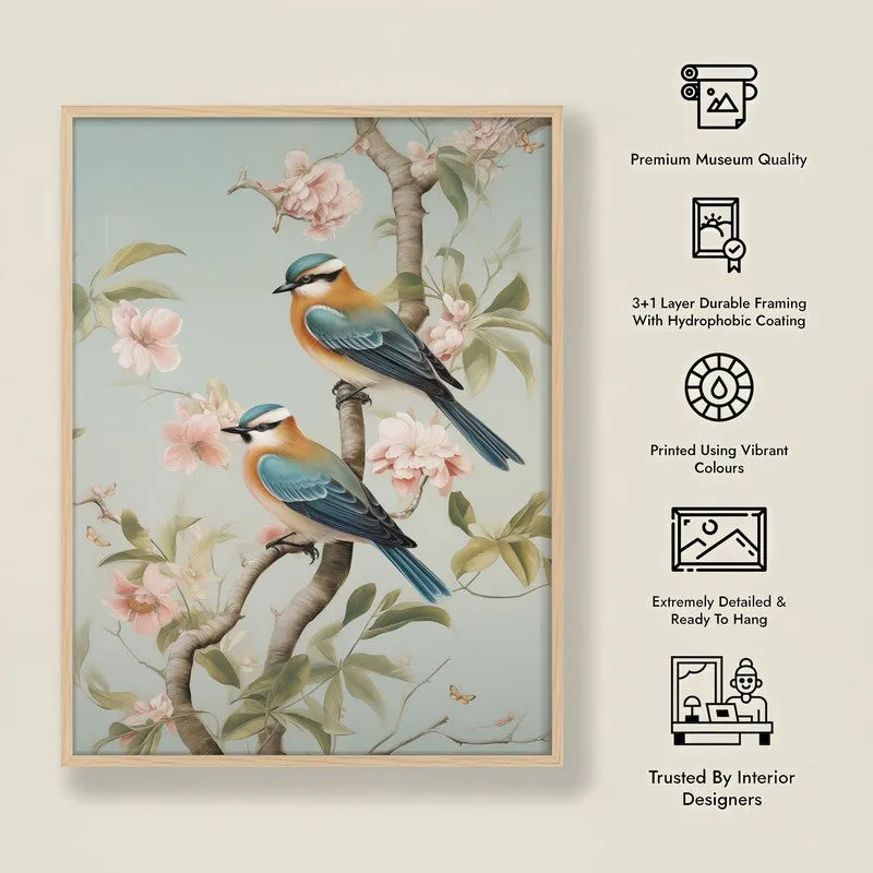 Whimsical Aviary Archival Canvas Wall Art - Natural Brown Frame media 8