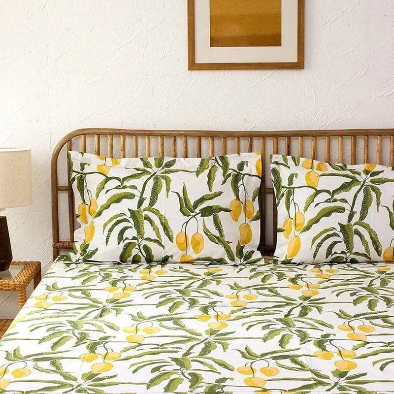 Amra Cotton Bedsheet (Yellow) - 180 TC media 1