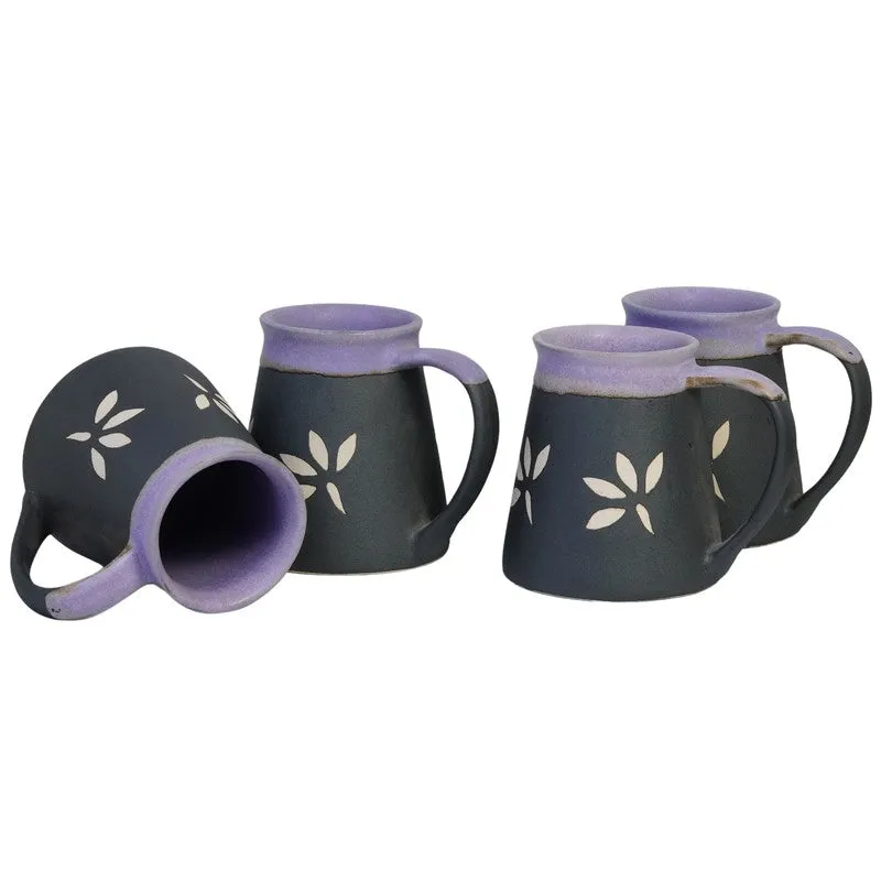 Ceramic Ceramic Coffee Mug (270 mL Each,Grey,Black) - Set Of Four media 3