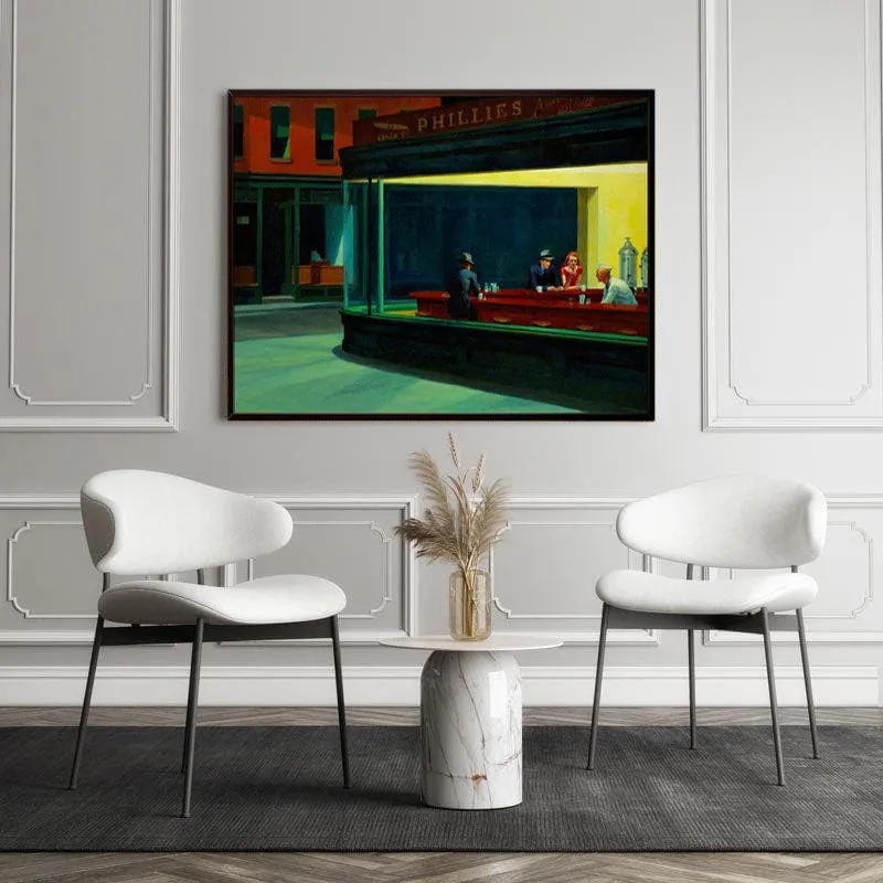Nighthawks Canvas Painting By Edward Hopper - Black Frame media 5