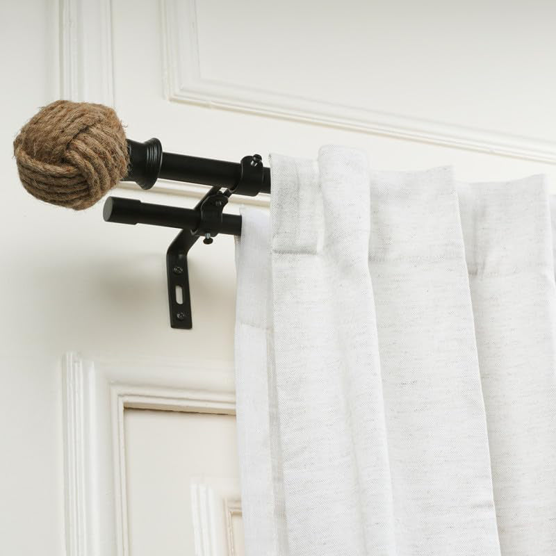 Archiron Duo Extendable 1" Double Curtain Rods With Round Finial & Brackets media 3