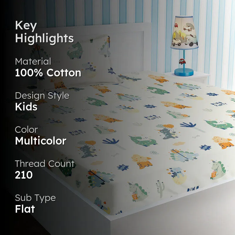 Dino Pals Kids Cotton Bedsheet - 210 TC media 2