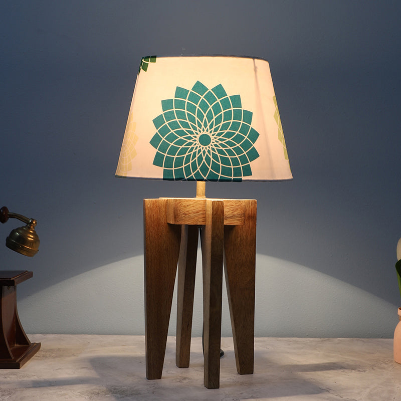 Akari Flux Printed Mango Wood Table Lamp - Multicolor