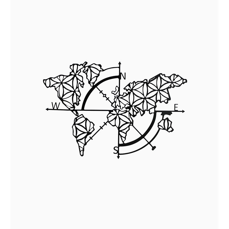 World Map Trace Black Iron Wall Accent media 3