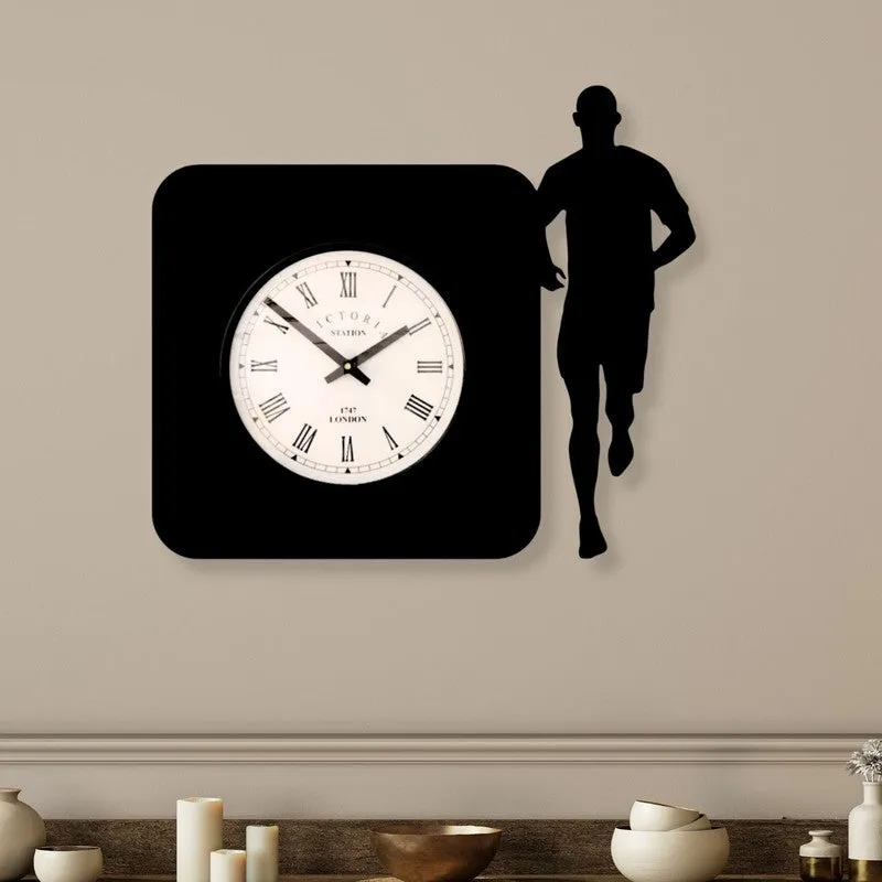 Runner Steel Analog Wall Clock - Black media 1