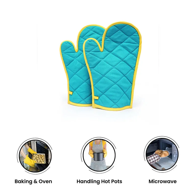 Swayam Teplo Kitchen Gloves (Aqua Blue & Yellow) - Set Of Two media 3