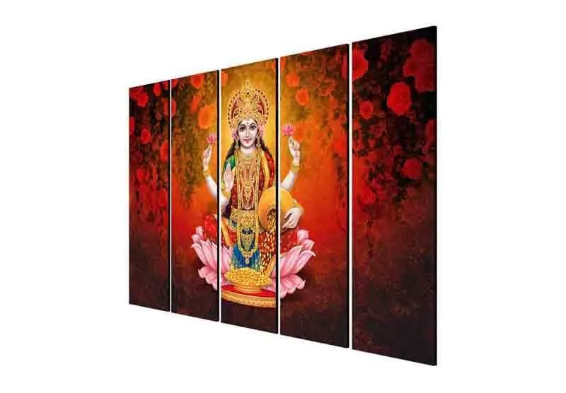 Goddess Laxmi Wall Art - Five Piece Set media 5