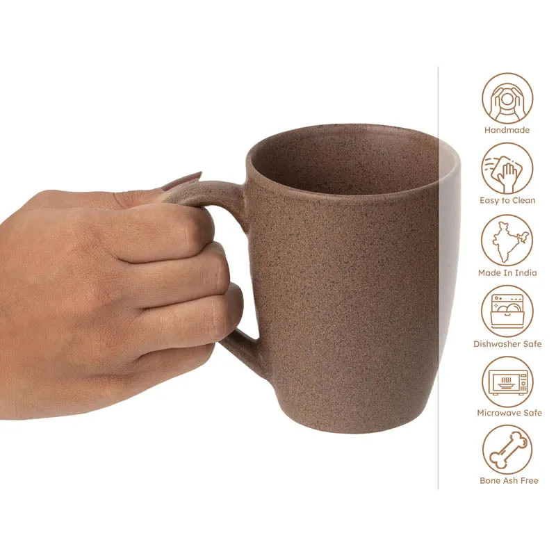 Sip & Style Ceramic Coffee Mug (Brown/300 mL Each) - Set Of Two media 6