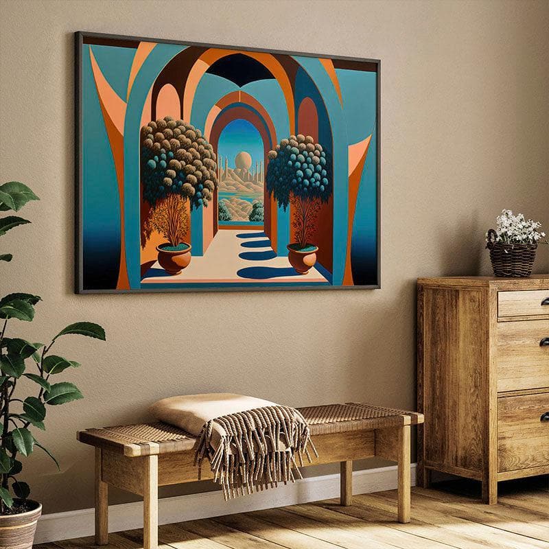 Landscape With Plants Canvas Wall Painting - Black Frame media 3