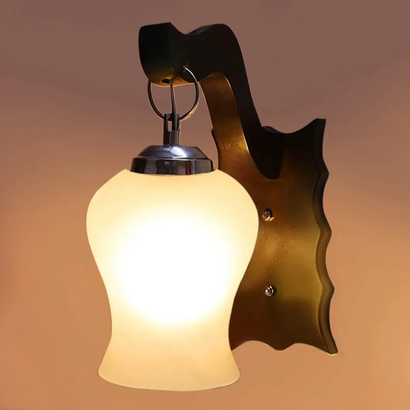 Delphi Glass & Wooden Wall Lamp media 5