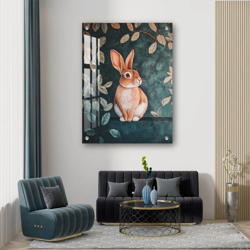 Rabbit in Serenity Leaves Acrylic Wall Art media 6