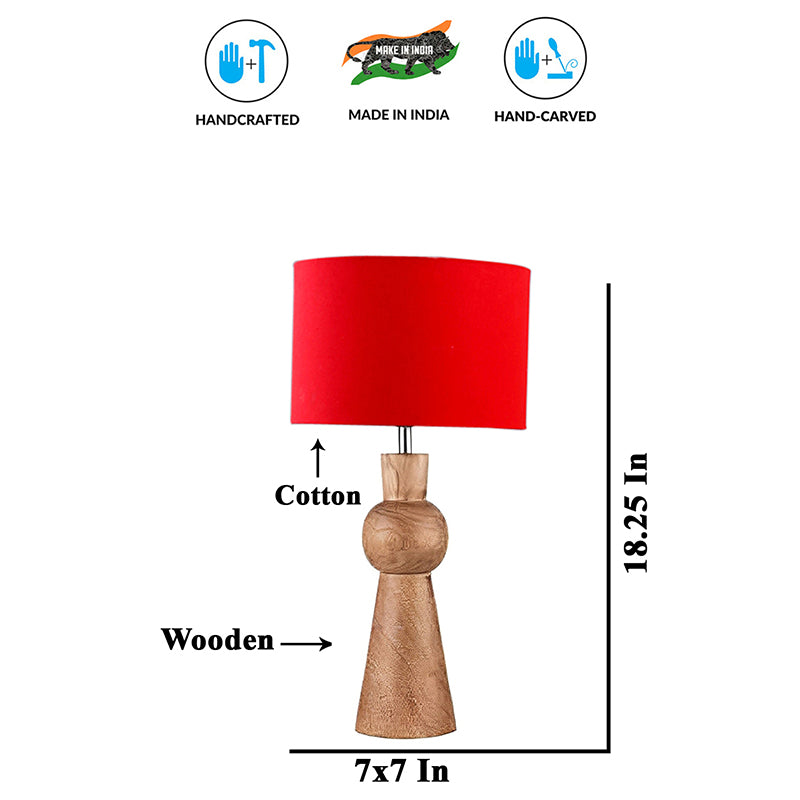 Angler Wooden Table Lamp - Red,Brown media 5