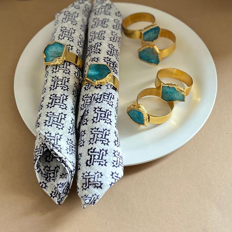 Suzzaine Handcrafted Agate Napkin Rings (Turquoise) - Set Of Six media 3