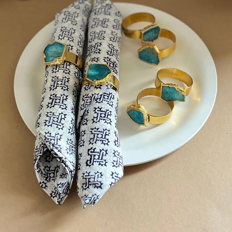 Suzzaine Handcrafted Agate Napkin Rings (Turquoise) - Set Of Six media 3
