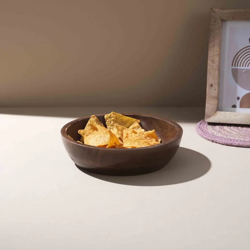 Akhira Handcrafted Mango Wood Serving Bowl - 650 mL media 3