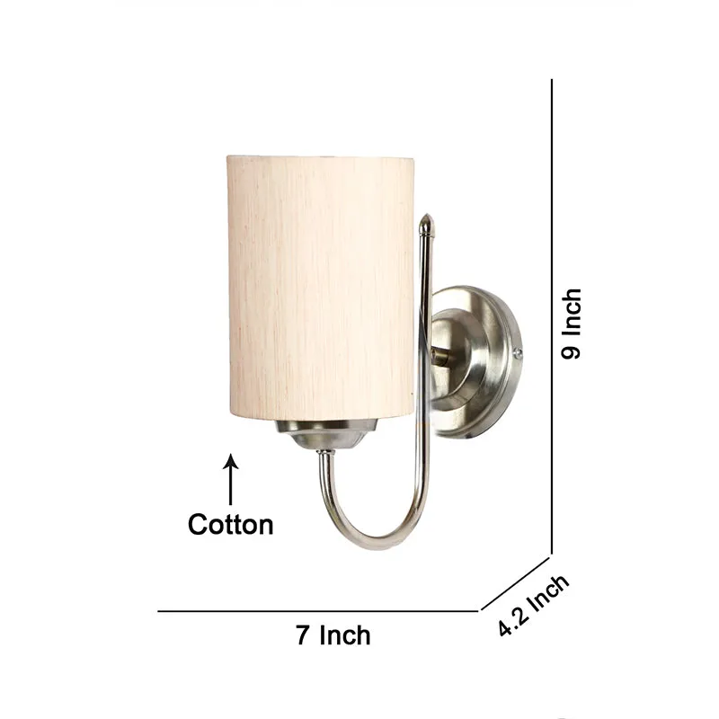 Altura Cylindrical Fabric & Metal Wall Lamp - Beige & Gold media 4