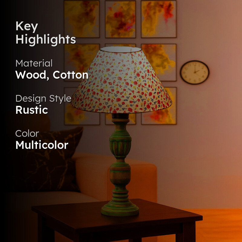 Arvello Solin Floral Wooden Table Lamp - Multicolor media 2