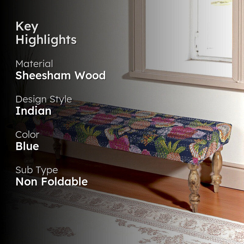 Azora Sheesham Wooden Bench - Blue media 2