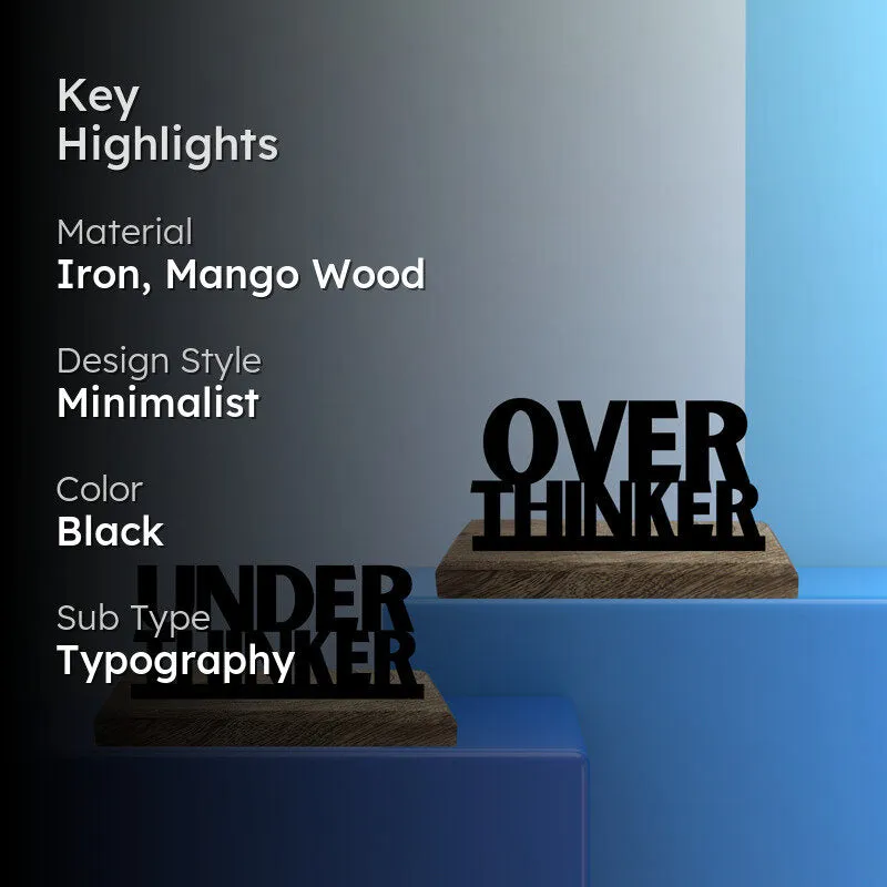 Overthinker & Underthinker Typography Showpiece - Set Of Two media 2