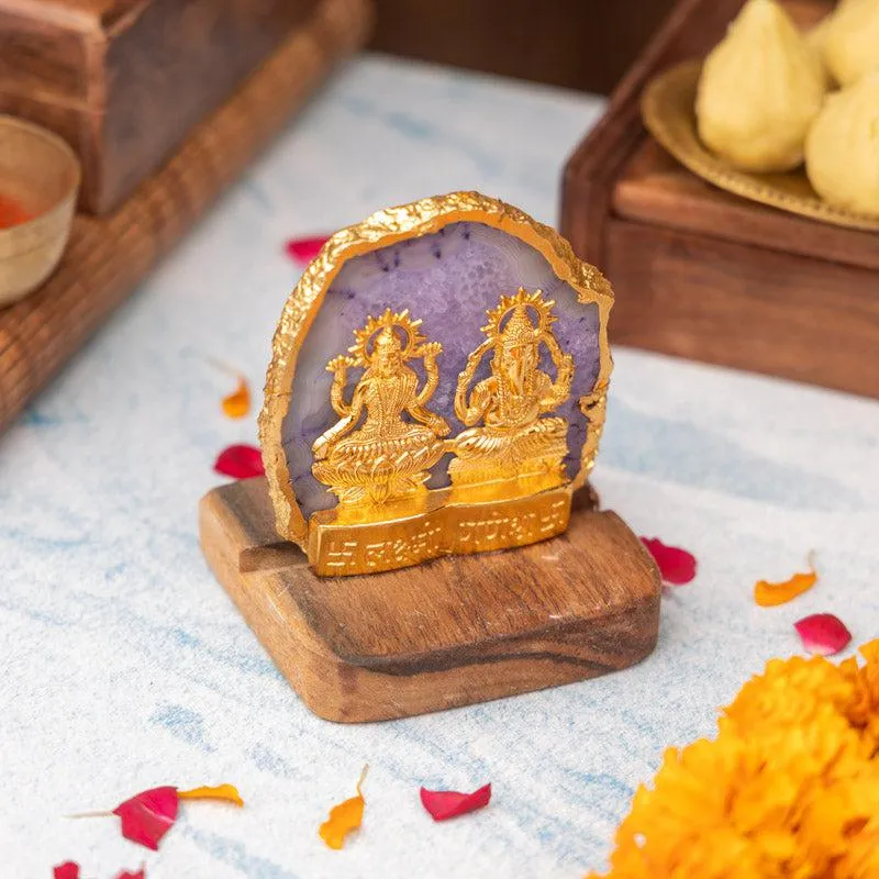 Divine Laxmi Ganesha Agate Festive Gift Box - Violet media 1