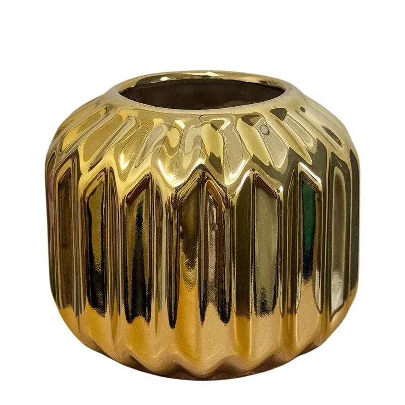 Agave Arc Metallic Gold Ceramic Vase media 4