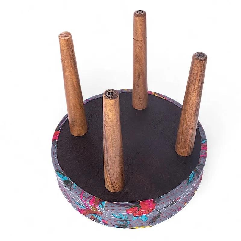 Navro Sheesham Wooden Stools (Grey) - Set Of Two media 5