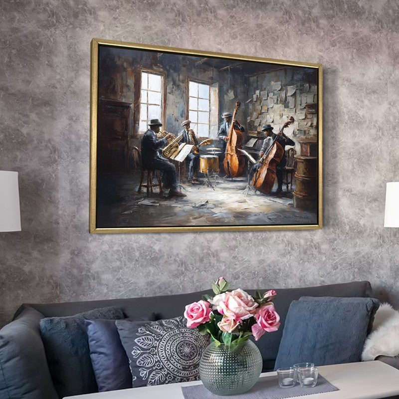 Smoky Jazz Canvas Wall Painting With Frame media 6