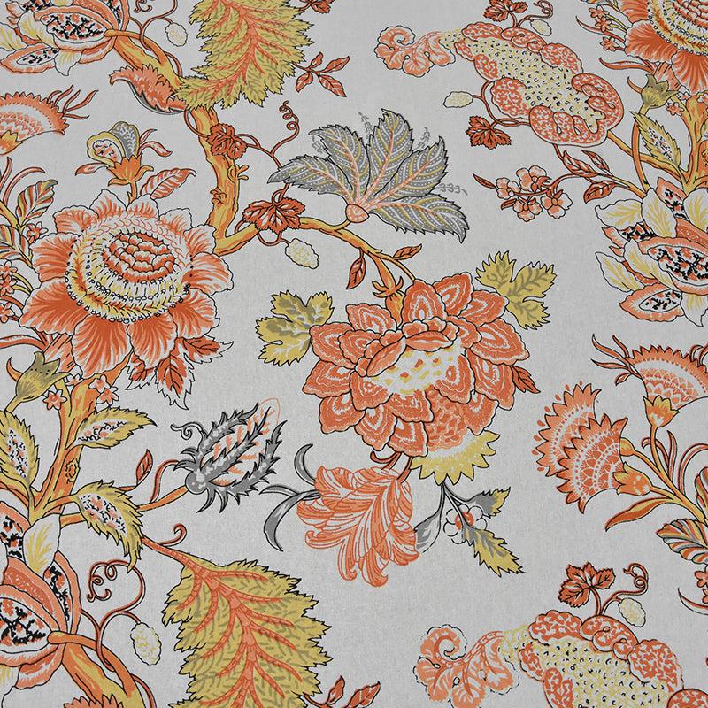 Panna Floral Cotton Bedsheet (Orange) - 180 TC media 4