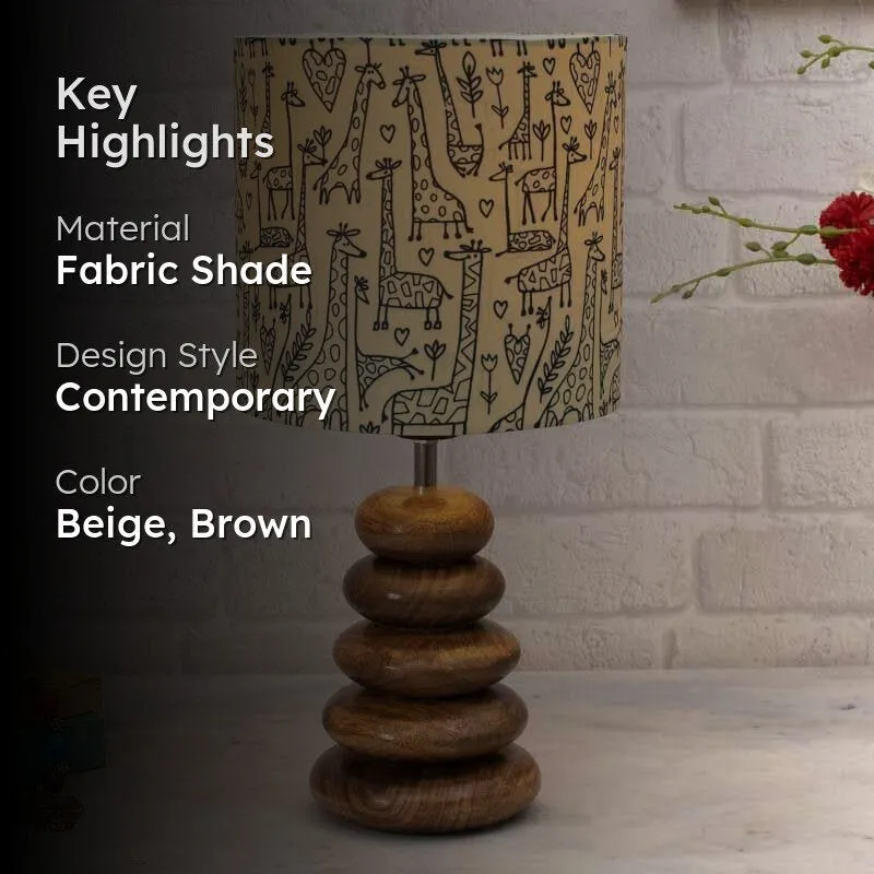 Tall Tales Brown Wood Fabric Table Lamp - Beige,Brown media 2