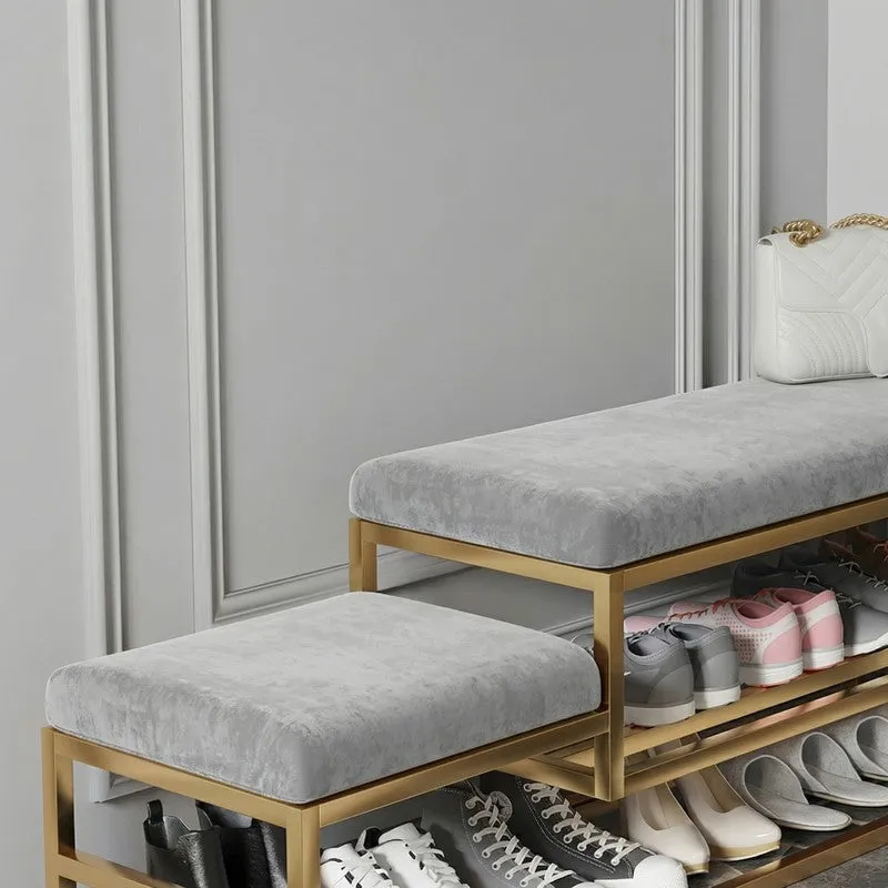 Spacious Metal Shoe Rack - Gold,Grey media 5