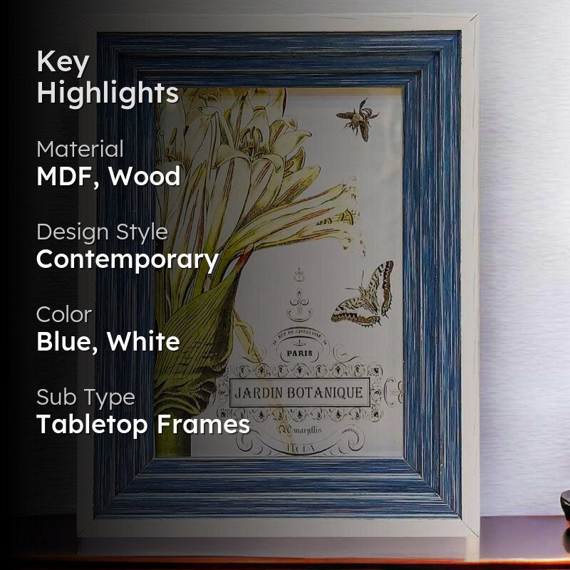 Log Love Wooden Table Photo Frame - Blue & White media 2