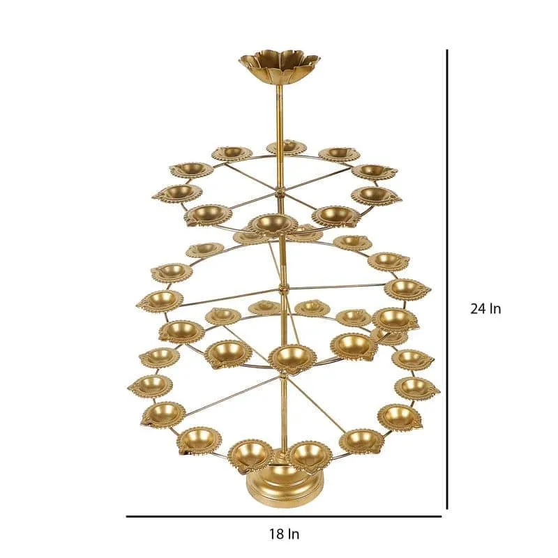 Taruna Iron Diya Stand - Gold media 6