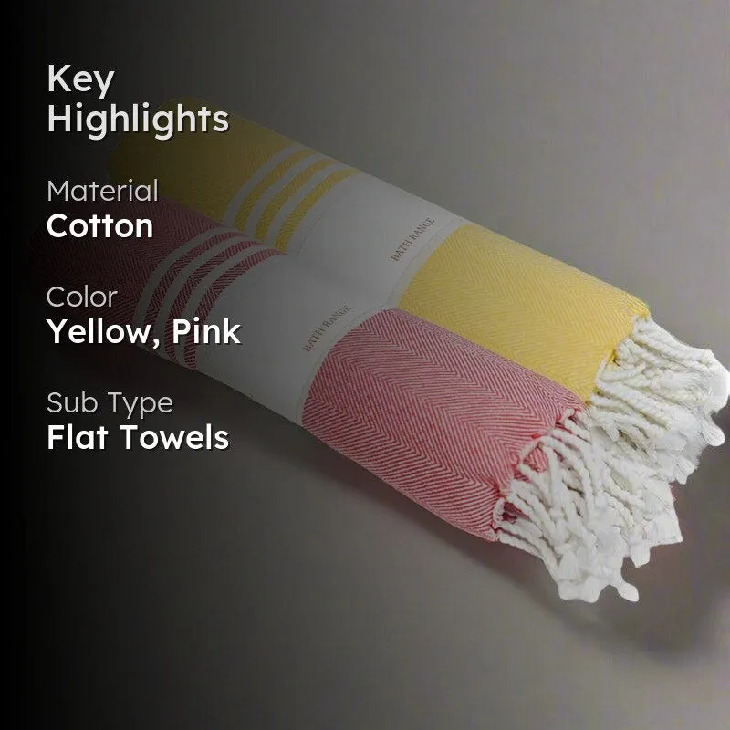 Rodgo Bath Towel (Yellow & Pink ) - Set Of Two media 2