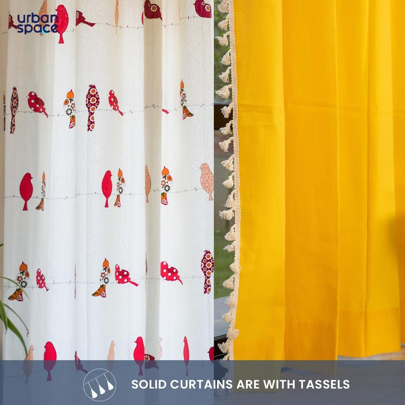 Urban Space Humming Bird Curtains (Yellow) - Set Of Four media 4