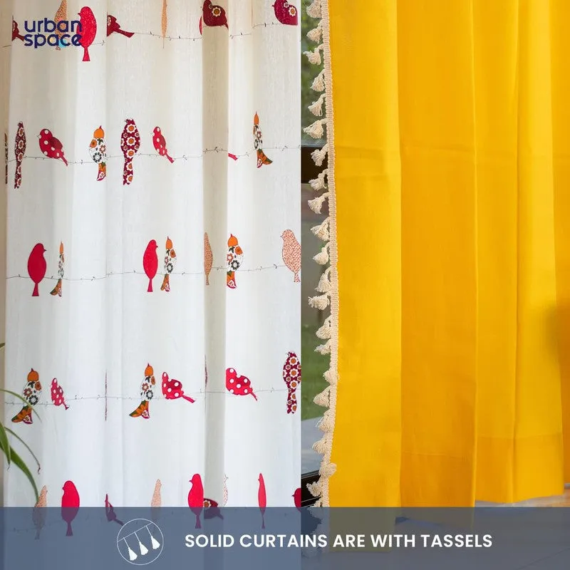 Urban Space Humming Bird Curtains (Yellow) - Set Of Four media 4