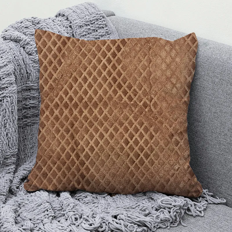 Luxe Diamond Velvet Cushion Cover (Brown) - Set Of Five media 3