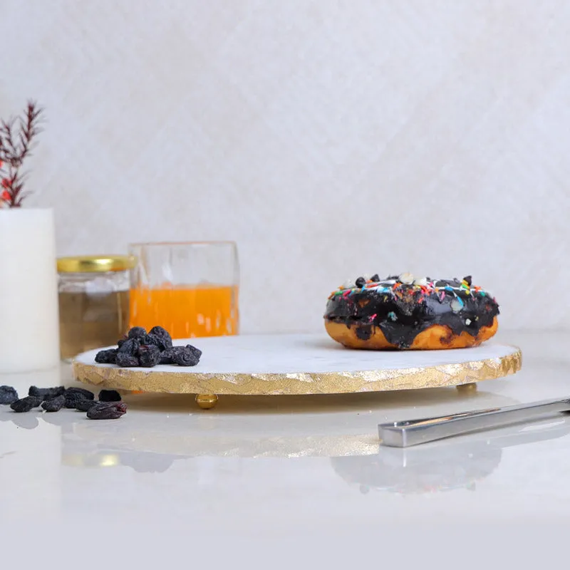 Serving Round Hand Crafted (Marble,Brass) Marble Platter media 3